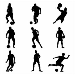 Collection of silhouettes of football players