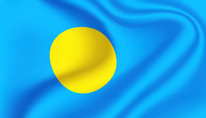 Palau national flag in the wind illustration image