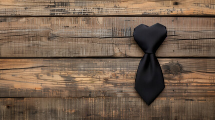 Black tie arranged in the shape of a heart