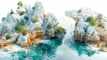 A beautiful landscape with a river flowing through it