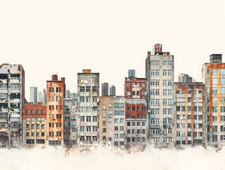 Obraz premium Vibrant Urban Renewal Landscape with Old Buildings Transforming into Modern Architectural