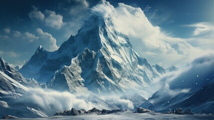 Snowy mountains in the clouds. - Powered by Adobe