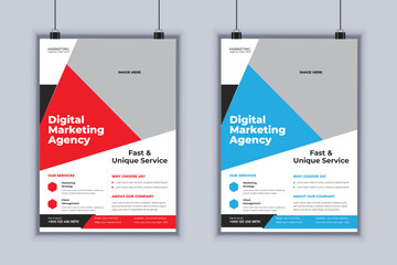 Digital marketing agency corporate flyer design vector template