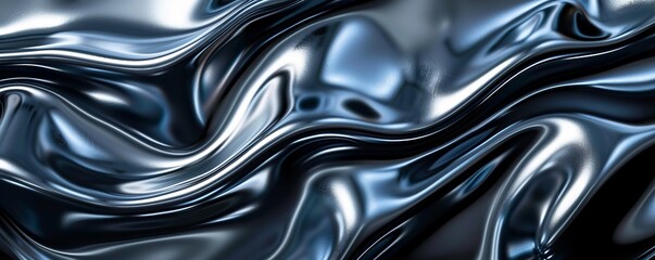 Metallic abstract wavy liquid background layout design tech innovation