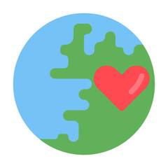 earth with heart flat style icons