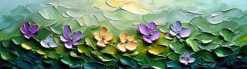 Dynamic abstract background flower oil paint strokes, can be utilized for printed materials such as brochures, flyers, and business cards.