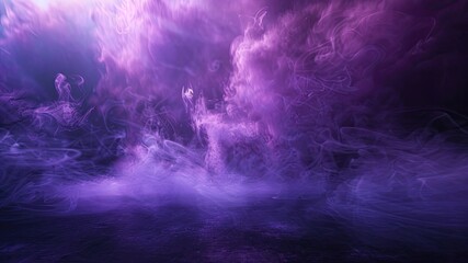 Captivating purple smoke swirls on black backdrop. Ideal for backgrounds, wallpapers, or adding misty texture overlays. Perfect for text or spacious designs.