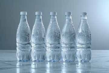 mineral water bottles drinking with splash spilling out liquid and bubbles advertising professional photography