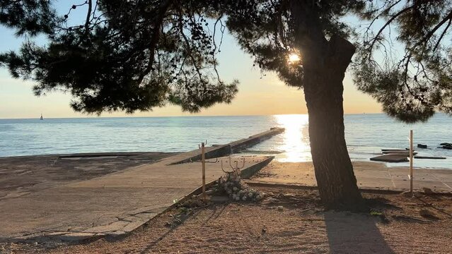 beautiful mediterranean coastline in Umag, Croatia