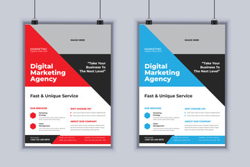Digital marketing agency corporate flyer design vector template