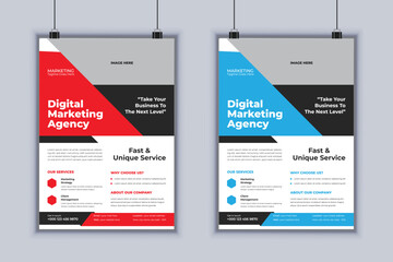 Digital marketing agency corporate flyer design vector template