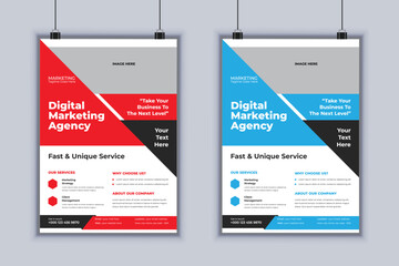 Digital marketing agency corporate flyer design vector template