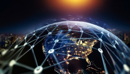 worldwide network connection, symbolizing global connectivity and digital communication