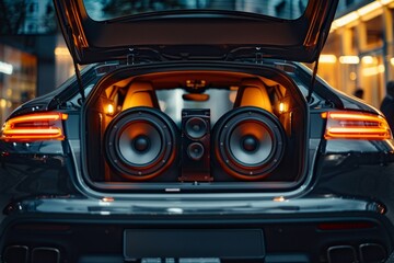 Powerful car audio system in the trunk