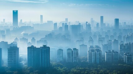 Smog covering a city skyline, illustrating urban air pollution