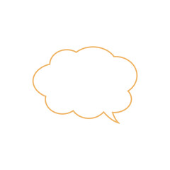 シンプルな黄色雲形吹き出し_右向き単品