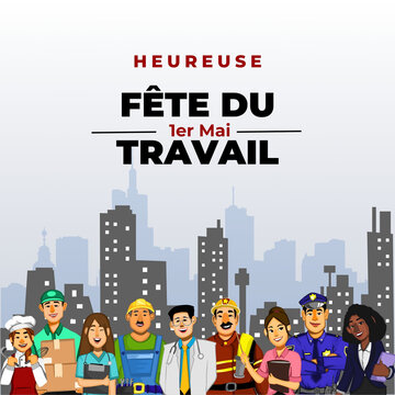 F&ecirc;te du Travail - 1er Mai affiche ou banni&egrave;re In en France | Labour Day 1st May poster France 