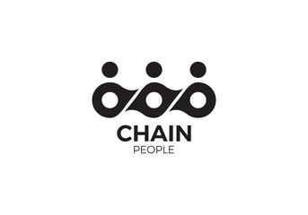 simple chain bike with people logo design vector