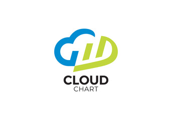 cloud with chart finance logo design vector