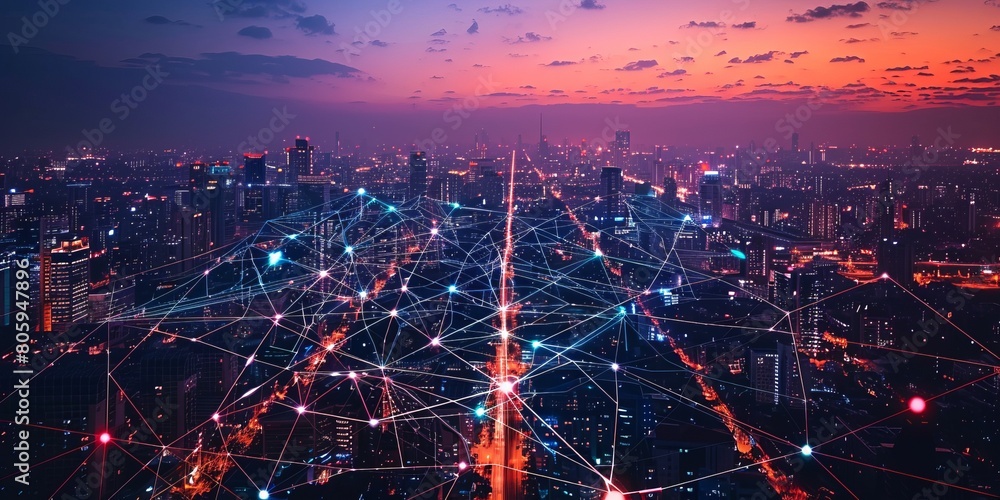 Poster connectivity concept with high-tech grid.