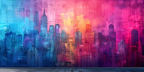 Immerse in vibrant urban street art mural energizing cityscape with artistic flair. Concept Urban Art, Street Murals, Cityscape, Vibrant Colors, Artistic Flair