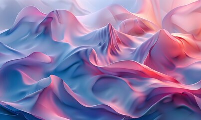 Obraz premium Generative AI illustration of pink and blue abstract background with smooth soft shapes
