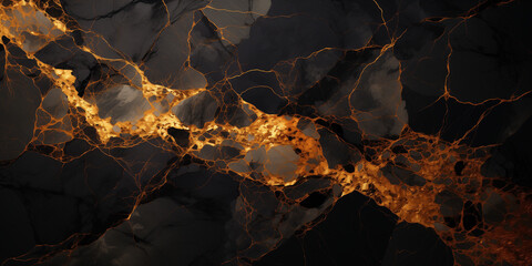 Abstract black marble stone texture with intricate gold veins, ideal for decorative wall backgrounds or floor tiles.