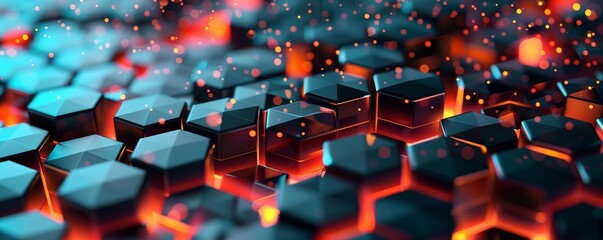 Fototapeta premium Digital hexagon abstract background