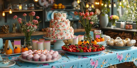 A served table for birthday party
