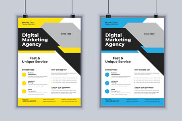 Digital marketing agency corporate flyer design vector template