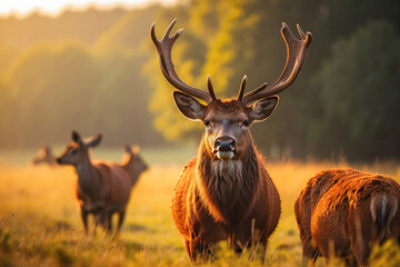 red deer in the meadow