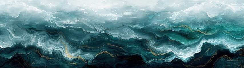 Obraz premium Dynamic abstract background with a mixture of green and gray oil paint strokes, can be utilized for printed materials such as brochures, flyers, and business cards.