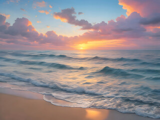 Sunset Sea Beach Landscape Art
