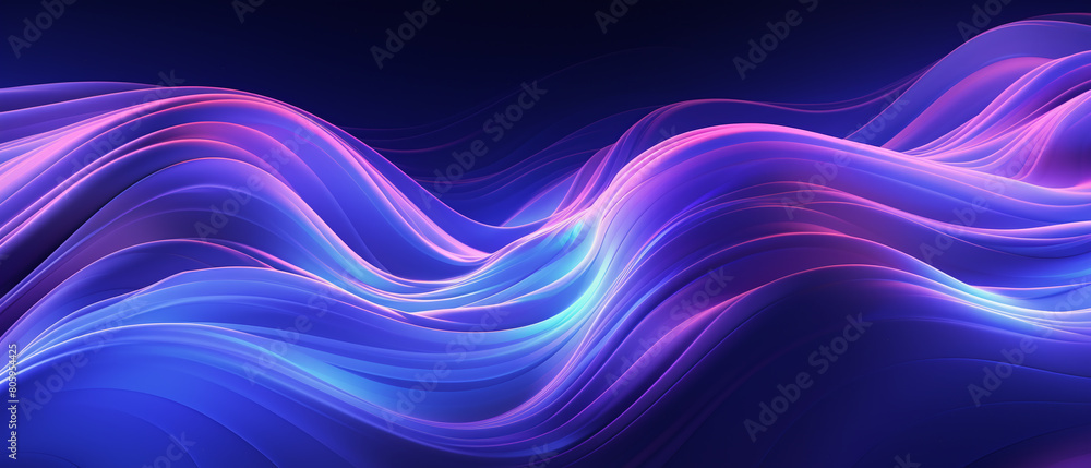 Wall mural Neon waves abstract background. - Wall murals
