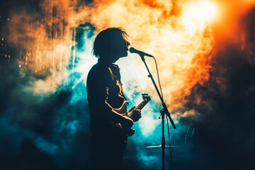 A musician performs on stage, pouring their soul into each note and melody.