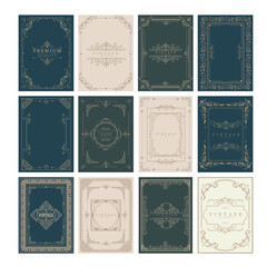 set of vintage backgrounds, cards, book cover, isolated, collection