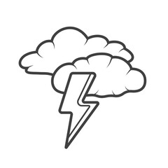 Linear vector icon of a thunderstorm. Monochrome black and white design suitable for weather-related content.