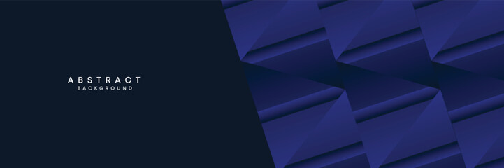 Dark blue, black abstract technological modern geometric banner background. dark navy blue gradient web header, promotional banner design for corporate, business, party, seminar, festive background
