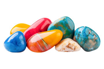 Colorful Stones is isolated in a transparent background. Stone PNG Generative AI