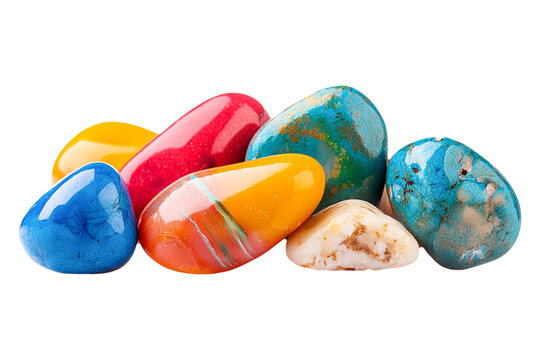 Colorful Stones is isolated in a transparent background. Stone PNG Generative AI