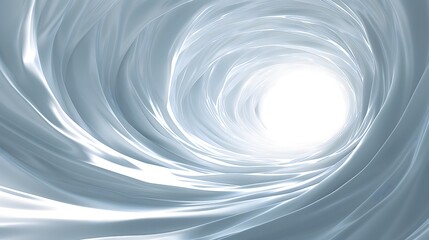 Luminous white swirl tunnel leading to light