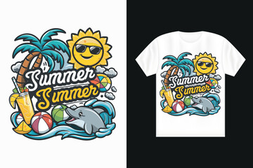 Summer t-shirt design, summer vacation t shirt design, beach vacation. 
