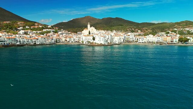 Aerial view of picturesque town of Cadaques on the Costa Brava Catalonia, Spain