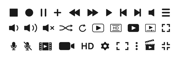 Media player icon set. Video and audio collection. Multimedia symbol. Vector © Cezar_911