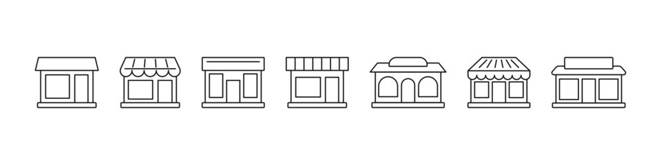 Shop icon set. Store build icons collection. Vector illustration