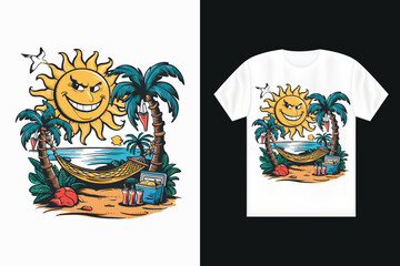 Summer t-shirt design, summer vacation t shirt design, beach vacation. 