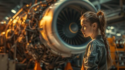 Under the towering jet engine A female trainee aircraft maintenance engineer will learn her career path through hands-on experience.