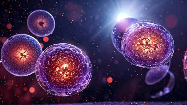 Scientific study of cancer cells undergoing mitosis, recording the moment of division