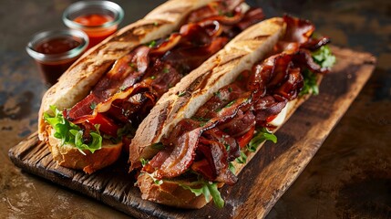 Bacon sandwich with sauce