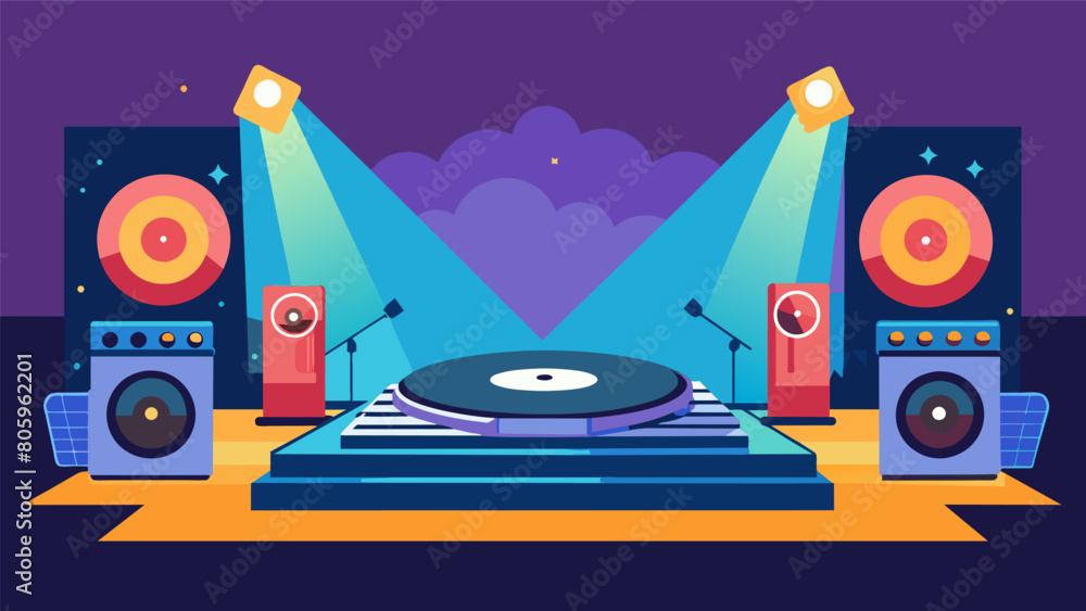 Poster the stage is set for a vinyl showdown two djs armed with their trusty turntables and stacks of recor